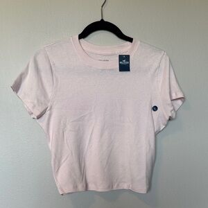 NWT Hollister Light Pink Cropped Crew Tee